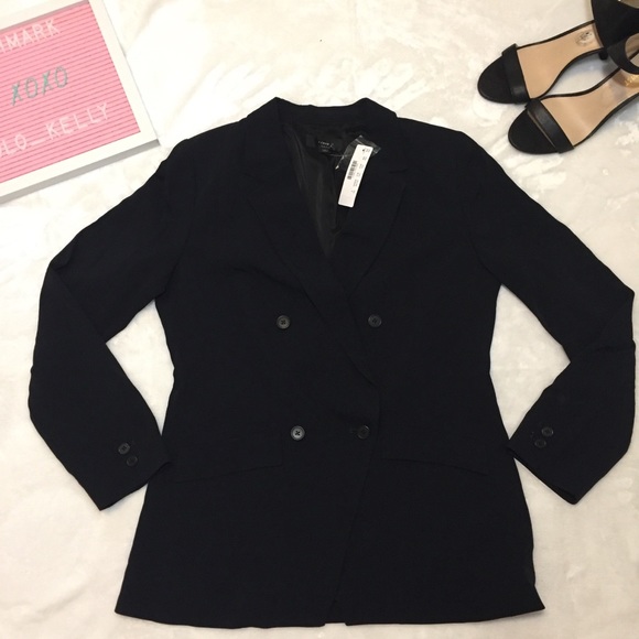 J. Crew 365 Double Breasted Jacket Blazer Black 6 Japanese Weave All Season - Picture 2 of 8